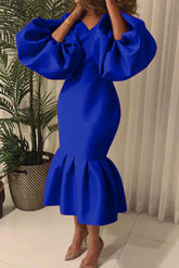 Elegante vestido de cóctel de sirena azul real